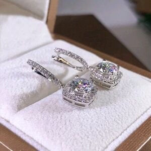 Elegant Silver Crystal Drop Earrings